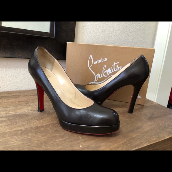 Christian Louboutin Bruges 100 Dark Brown Leather Platform Pumps Sz 40.5 /US 10 - Picture 2 of 12